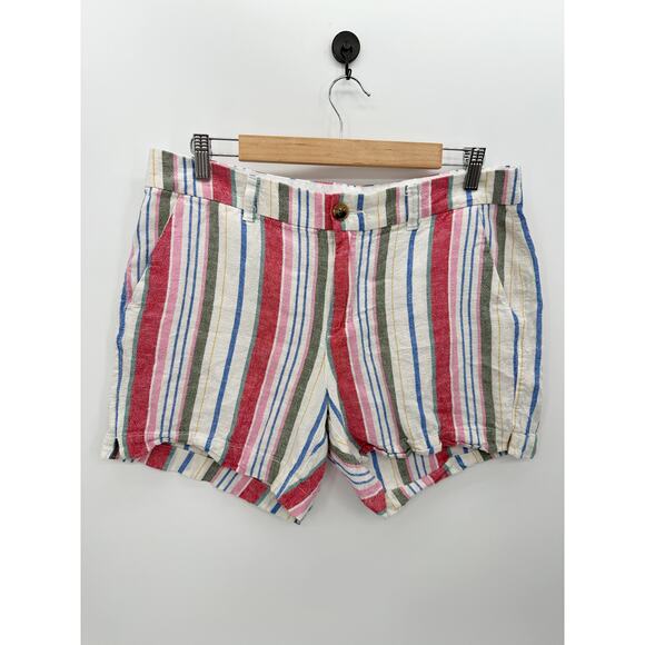 Old Navy Women Size 12 Striped Linen Blend Mid Rise Everyday Shorts Casual - Picture 1 of 6